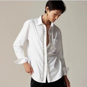 J. Crew White Button Down Shirt with Silver Accents